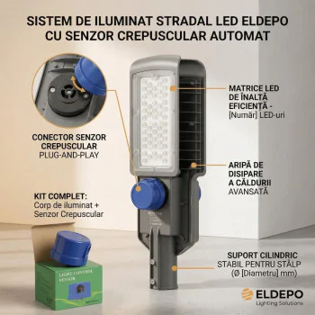 Reflector Stradal LED 200W Profesional cu Senzor Crepuscular