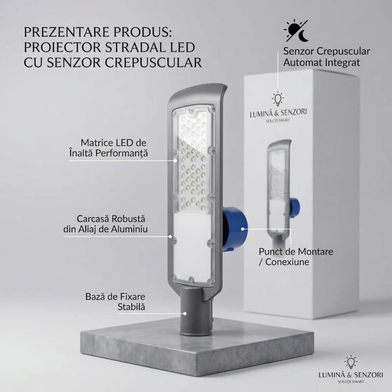 Corp de Iluminat Stradal LED 150W cu Senzor Crepuscular Corp de Iluminat Stradal LED 150W cu Senzor Crepuscular