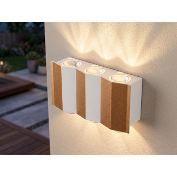 Aplică LED de Perete Exterior, Liniară Ondulată, Iluminat Sus-Jos, Lumină Caldă, Alb Mat și Bronz, 14 cm