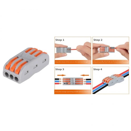 Conector rapid, prelungitor tip WAGO, de legatura, prindere clips