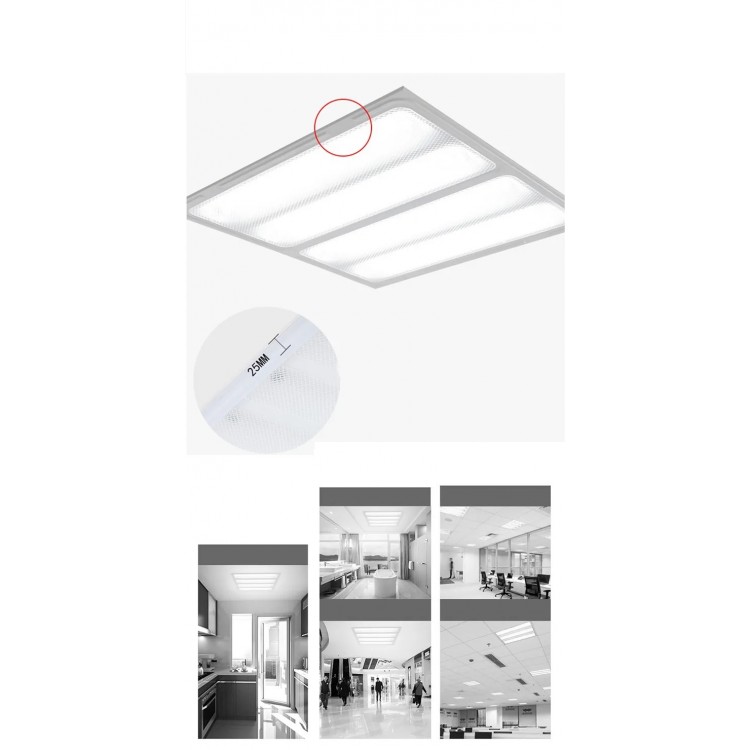 Panou incastrat, LED, 96W, 60x60 cm, tip grilaj, 9600Lm, 6500K
