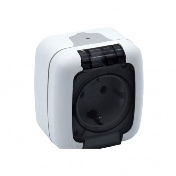 Priza shuko + capac de protectie, IP54, 250V, gama Elegant