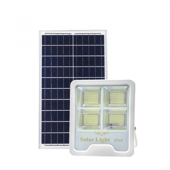 Proiector cu panou solar si telecomanda, LED SMD, 200W, sticla securizata, alb
