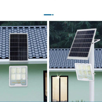Proiector cu panou solar si telecomanda, LED SMD, 200W, sticla securizata, alb