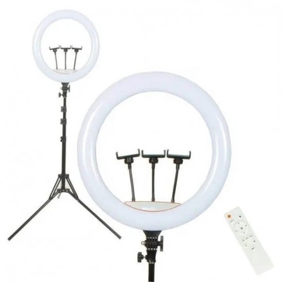 Lampa circulara fotografica si make-up, suport telefon selfie, 45CM diametru, cu telecomanda si trepied inclus
