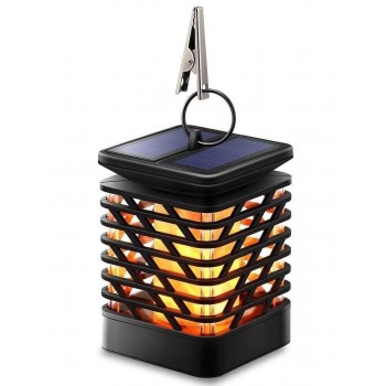 Lampa solara LED cu efect  flacara, de exterior, cu suport si carlig de agatare
