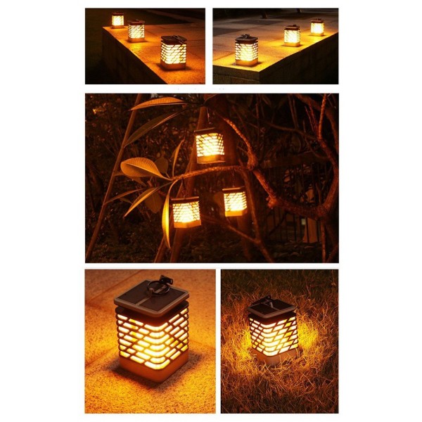 Lampa solara LED cu efect  flacara, de exterior, cu suport si carlig de agatare
