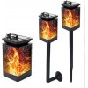 Lampa solara LED cu efect flacara, de exterior, cu suport si carlig de agatare