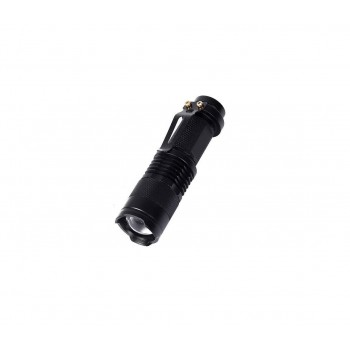 Lanterna LED, tactica de buzunar, 9 cm, cu buton ON/OFF, aluminiu