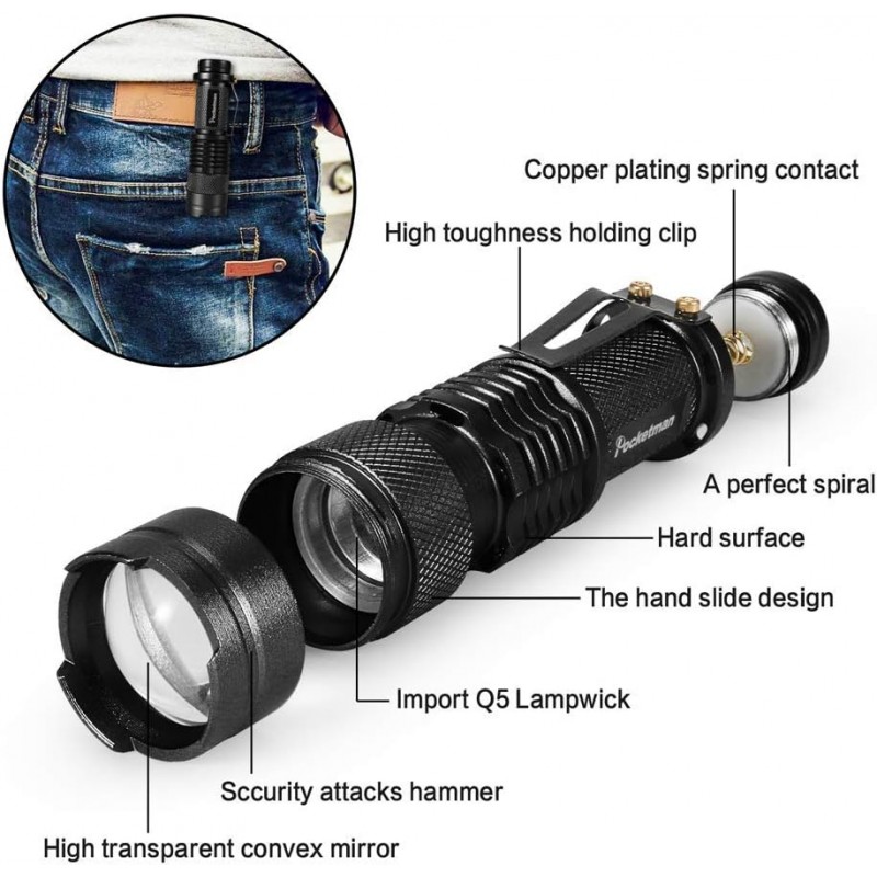 Lanterna LED, tactica de buzunar, 9 cm, cu buton ON/OFF, aluminiu Lanterna LED, tactica de buzunar, 9 cm, cu buton ON/OFF, aluminiu