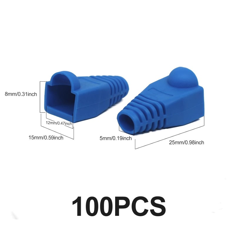 Set 100 bucati protectie mufa UTP/FTP/RJ45 - ALBASTRA