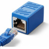 Adaptor Conector UTP/FTP pentru Cablu Internet, Cuplă Prelungitor Rețea RJ45, 8 Pini, Blindaj Metalic, Albastru