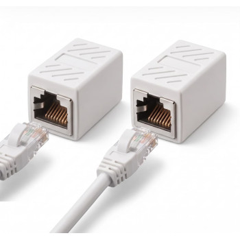Adaptor UTP/FTP, Cuplă Prelungitor Rețea RJ45 Mamă-Mamă, Ecranat, Gigabit Cat6, Alb