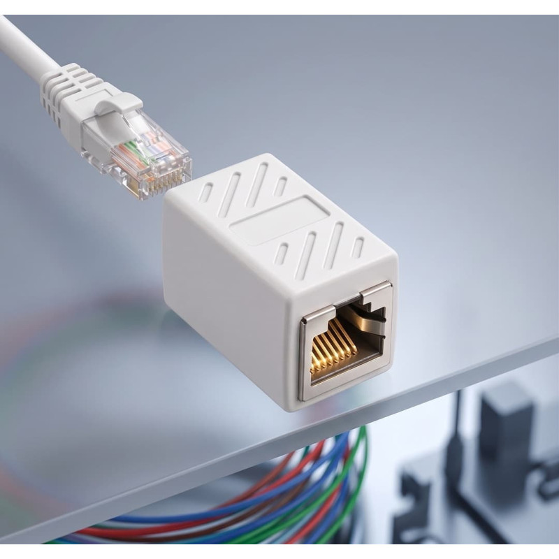 Adaptor UTP/FTP, Cuplă Prelungitor Rețea RJ45 Mamă-Mamă, Ecranat, Gigabit Cat6, Alb
