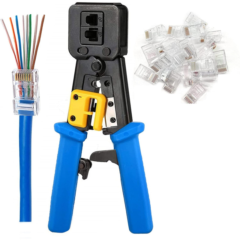 Set cleste sertizare + 10 conectori UTP Pass Through Set cleste sertizare + 10 conectori UTP Pass Through
