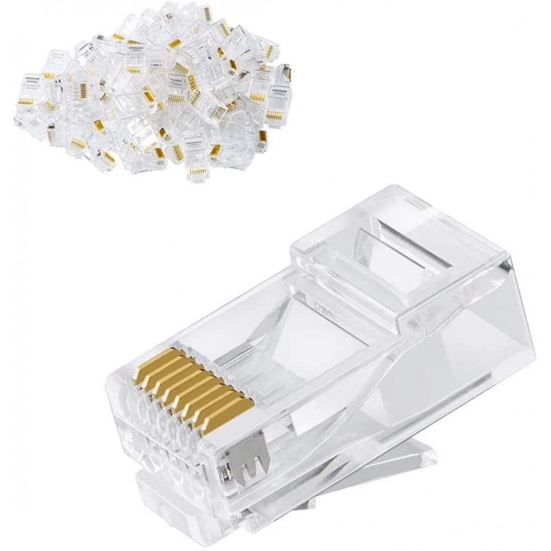 Set 100 buc, mufa UTP RJ45, conector Pass Through, CAT5/6