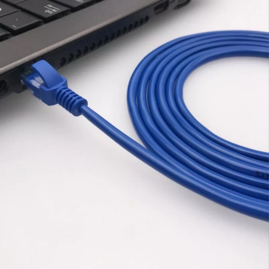 Cablu UTP cu mufe patch cord CAT5E 10m, albastru