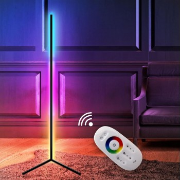 Lampa de podea LED RGB, lampadar pentru colt, dimabil, lumina ambientala