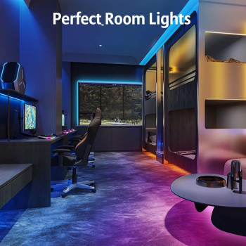 Banda led RGB, 2M, aplicatie telefon, adeziva, IP 20 interior, telecomanda, sincronizare muzica, luminozitate reglabila, iluminare ambientala, pentru tv, pc, mobila,