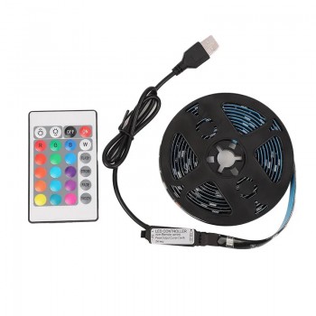 Banda led RGB, 2M, aplicatie telefon, adeziva, IP 20 interior, telecomanda, sincronizare muzica, luminozitate reglabila, iluminare ambientala, pentru tv, pc, mobila,