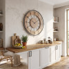 Ceas de Perete, cu Design Radial, Metal și MDF, Nuanță Stejar Închis, Silențios, 55 cm Ceas de Perete, cu Design Radial, Metal și MDF, Nuanță Stejar Închis, Silențios, 55 cm