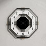 Ceas de perete decorativ, metal și MDF, design geometric 3D octogonal, cadran deschis, mecanism Quartz, 55 cm, Negru/Alb