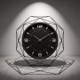 Ceas de Perete, Modern, Geometric, din Metal Negru cu Cadran din Sticlă, Diametru 55 cm