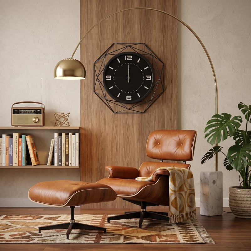 Ceas de Perete, Modern, Geometric, din Metal Negru cu Cadran din Sticlă, Diametru 55 cm Ceas de Perete, Modern, Geometric, din Metal Negru cu Cadran din Sticlă, Diametru 55 cm