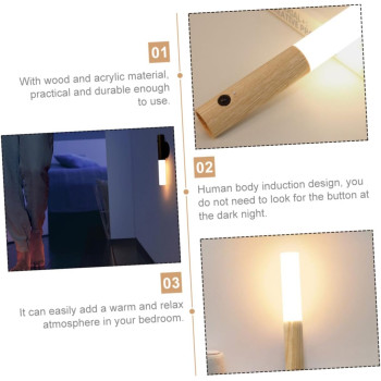  Set 2 bucati, Lampa LED cu senzor, reincarcabil prin USB, fara fir, portabil, lumina calda, pentru dressing, dulap, dormitor, Maro 