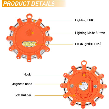 Lampa semnalizare LED, avertizare urgenta, cu baza magnetica si functie lanterna, ABS/Policarbonat, lumina portocalie Lampa semnalizare LED, avertizare urgenta, cu baza magnetica si functie lanterna, ABS/Policarbonat, lumina portocalie