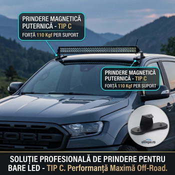 Set 2 Suporturi Magnetice Type C pentru Bară LED și Proiectoare Auto