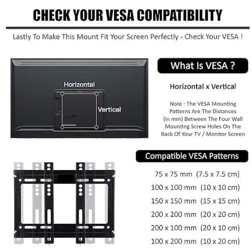 Suport TV de Perete Fix, pentru LED/LCD/Smart TV, Max 25kg, VESA 200x200