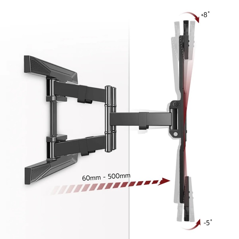 Suport TV de Perete Reglabil cu Braț, pentru LED/LCD/Smart TV, 55 Inch, Max 68kg, VESA 600x400