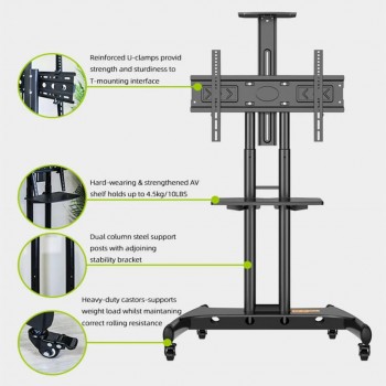Stand TV Mobil Telescopic Profesional 32"-75" (81 cm – 190 cm), VESA 600x400,Înălțime Reglabilă până la 190 cm