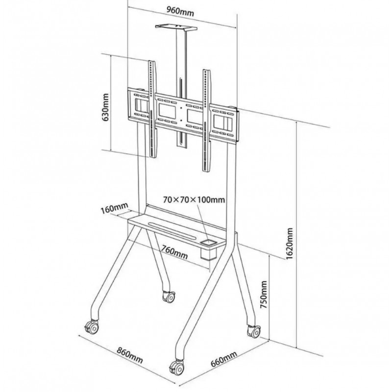 Stand TV Mobil, pentru LED/LCD/Smart TV, Max 120kg, VESA 900x600