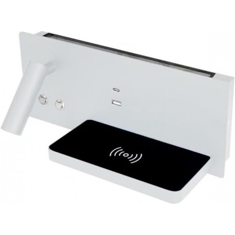 Aplica de perete LED, cu incarcare wireless Qi, port USB si tip C, lumina reglabila, alba, STANGA Aplica de perete LED, cu incarcare wireless Qi, port USB si tip C, lumina reglabila, alba, STANGA