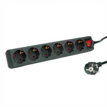 Prelungitor cu intrerupator 6 cai 10m, cablu 3x2.5mm, negru Prelungitor cu intrerupator 6 cai 10m, cablu 3x2.5mm, negru