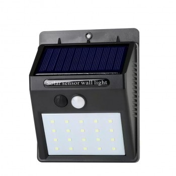 Lampa solara de perete, 20 Led-uri, cu senzor, unghi 120 grade, protectie IP65