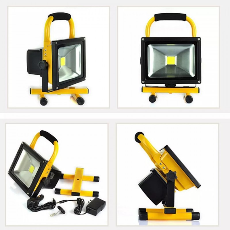 Proiector LED 20W portabil cu maner, acumulator si suport