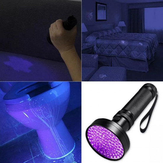Lanterna UV, 100 led-uri ultraviolete, neagra, 395NM 