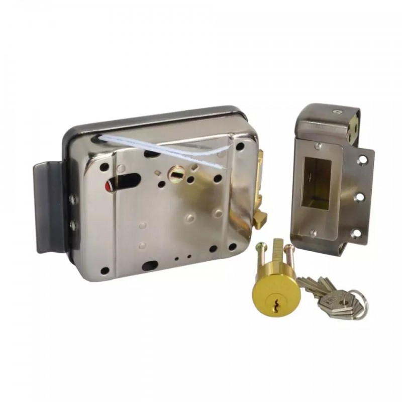 Yala electromagnetica aplicata 12V, cu butuc si buton, compatibila cu sisteme de control acces