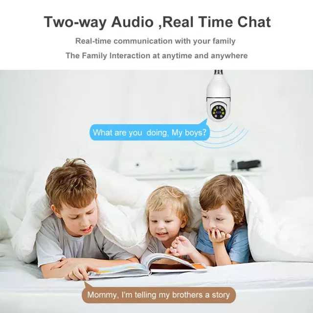 Baby camera panorama, cu soclu E27, unghi 360 grade, monitorizare audio-video, comunicare bidirectionala