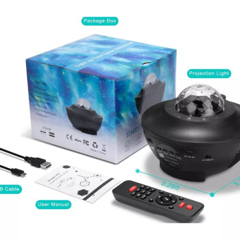 Proiector cu lumini multicolore, efect disco, telecomanda, muzica mp3, conectare bluetooth