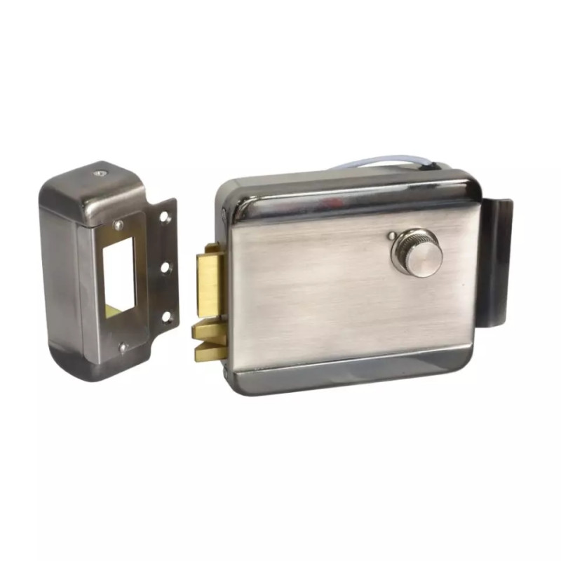 Yala electromagnetica aplicata 12V, cu butuc si buton, compatibila cu sisteme de control acces