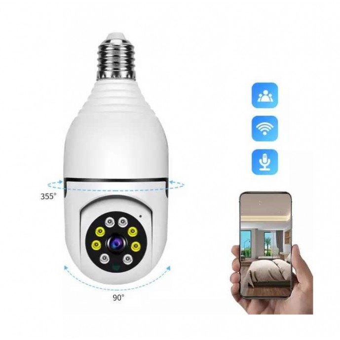 Baby camera panorama, cu soclu E27, unghi 360 grade, monitorizare audio-video, comunicare bidirectionala Baby camera panorama, cu soclu E27, unghi 360 grade, monitorizare audio-video, comunicare bidirectionala