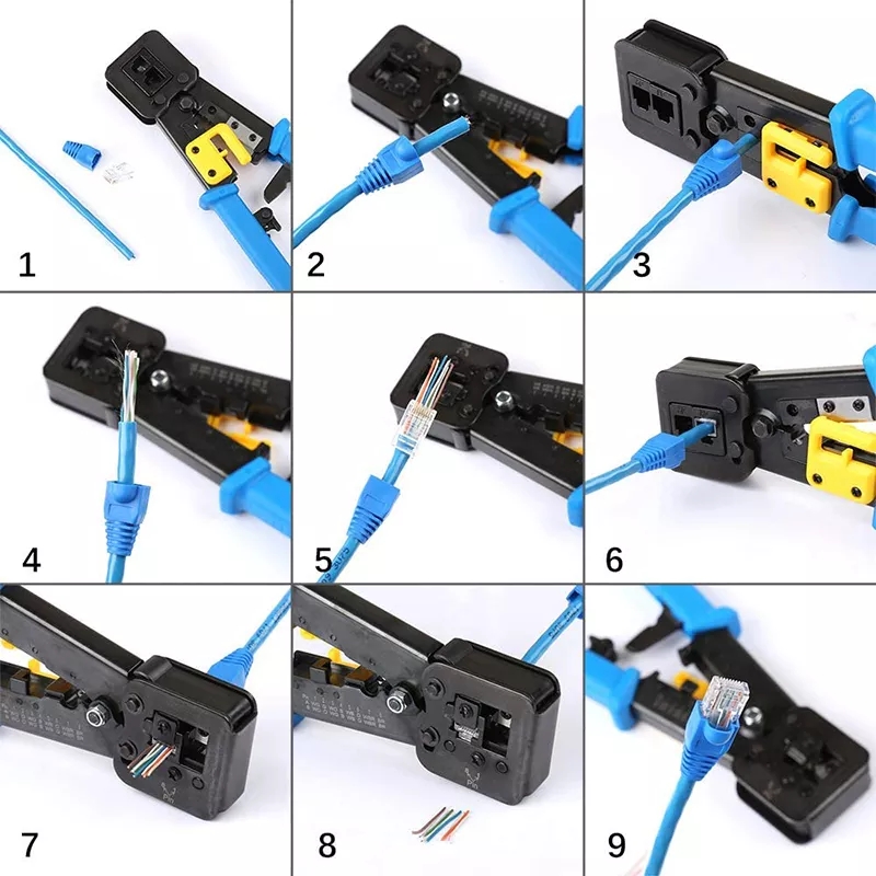 Cleste profesional de sertizat conectori RJ11, RJ45, pass-through Cleste profesional de sertizat conectori RJ11, RJ45, pass-through