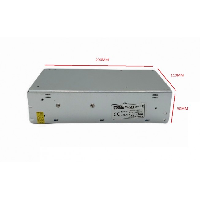 Sursă de Alimentare 12V 20A (240W) în Comutație Stabilizată cu Ventilator