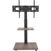 Suport TV mobil de podea pentru televizoare 32-75 inch cu raft din lemn wenge