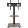 Suport TV mobil de podea pentru televizoare 32-75 inch cu raft din lemn wenge