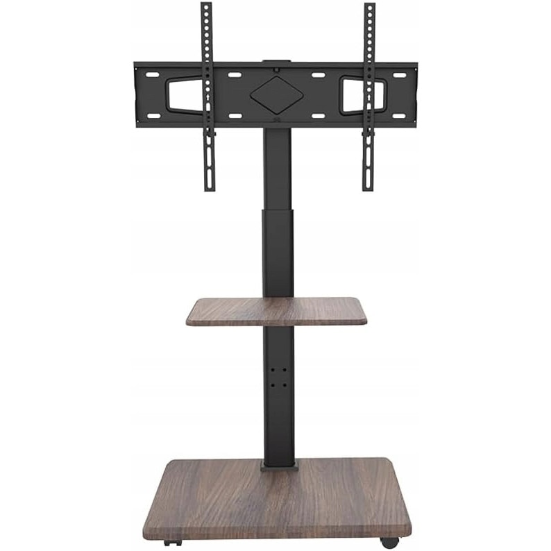 Suport TV mobil de podea pentru televizoare 32-75 inch cu raft din lemn wenge
